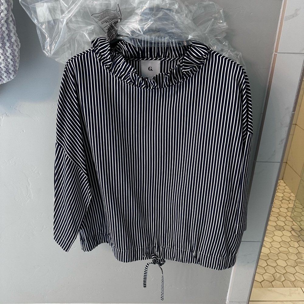 G. Label Navy and White Striped Blouse
